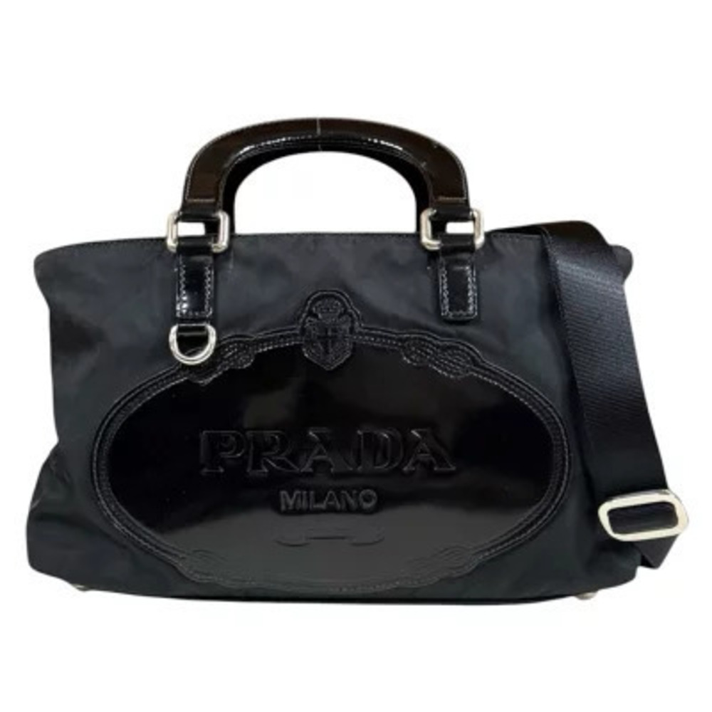 Prada Tessuto Saffiano Leather Shoulder Bag Black